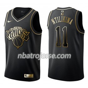 Män New York Knicks Tröja Frank Ntilikina 11 Nike Svart Guld Edition Swingman